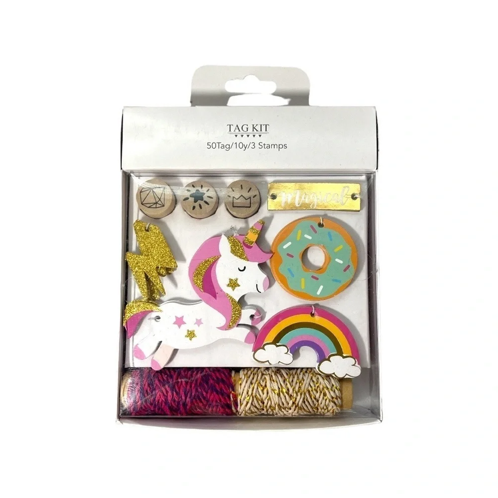 Pastel‎ Unicorn Party Decorations Picks Fans Photo Booth Tag Kit Stickers Stamp